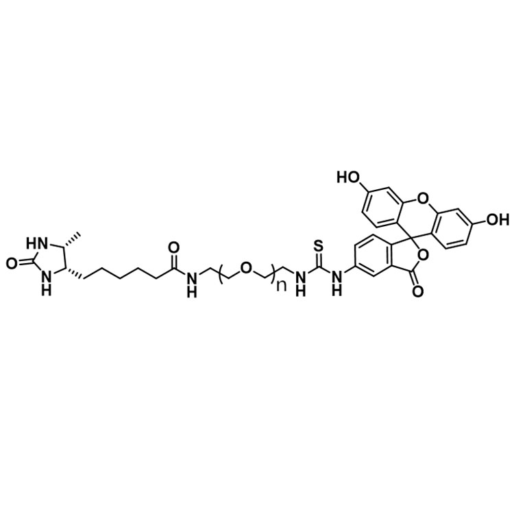 Desthiobiotin-PEG-FITC，Desthiobiotin-PEG-Fluorescein，MW：5000